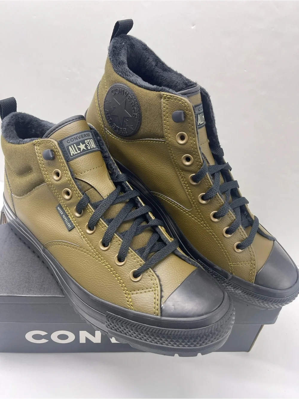 Converse Olive Green and Black High-Top Sneakers